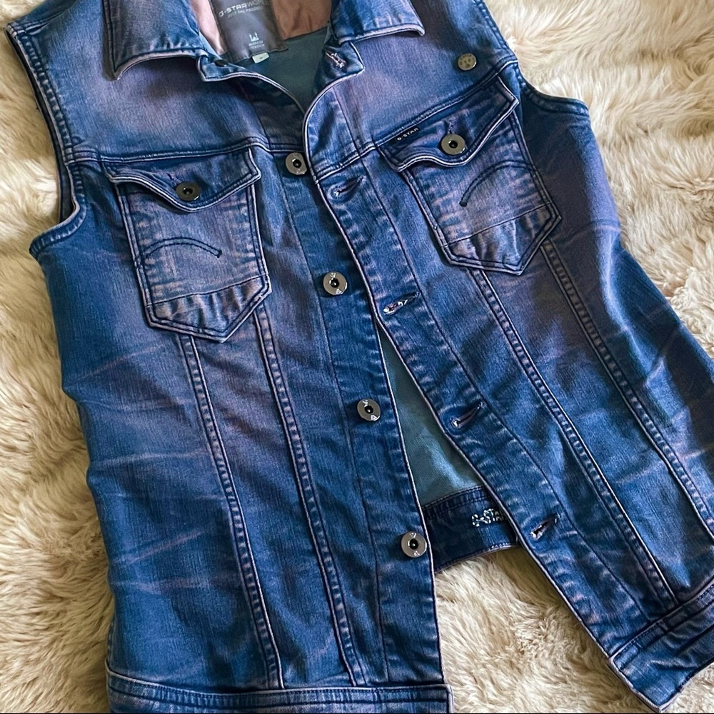 G-STAR Blue & Pink denim sleeveless vest - Picture 15 of 15
